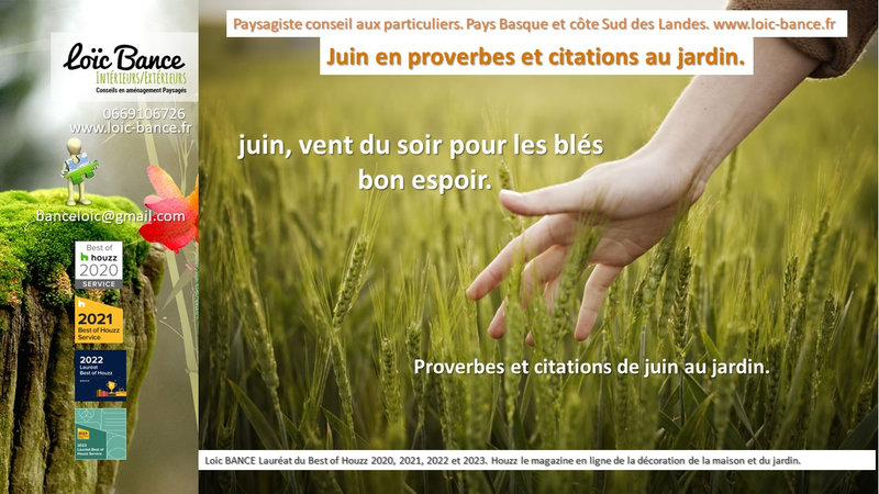 Proverbes; Citations; Jardins; Paysagiste; Landes; Pays Basque; Loc BANCE; Amnagements paysagers; Concepteur de jardins; Paysagiste Seignosse; 